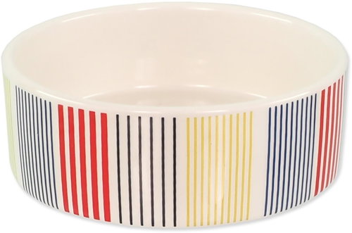 Dog Fantasy DF Ceramic Dog Bowl, Coloured Stripes 280ml - Dog Bowl - Main image