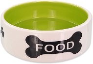 Dog Fantasy DF Ceramic Dog Bowl, Bone Print, White-green 280ml - Dog Bowl