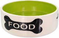 Dog Fantasy DF Ceramic Dog Bowl Bone Print, White-green 770ml - Dog Bowl