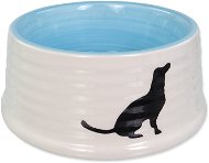 Dog Fantasy Bowl DF Ceramic Dog Bowl, Dog Motif White-Blue 440ml - Dog Bowl