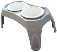 M-Pets Combi Double Bowls in Stand Grey - Dog Bowl