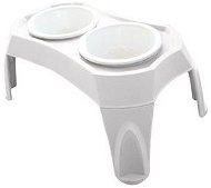 M-Pets Combi Double Bowls in a Stand, White 2 × 350ml, S - Dog Bowl