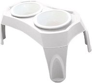 M-Pets Combi Double Bowls in a Stand White 2 × 950ml, L - Dog Bowl