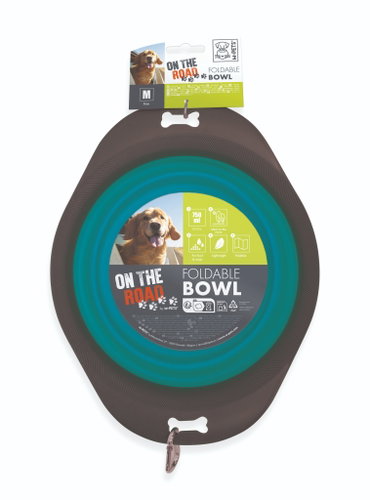 M-Pets ON THE ROAD foldable bowl 750 ml turquoise - Travel Bowl for Dogs and Cats - Main image