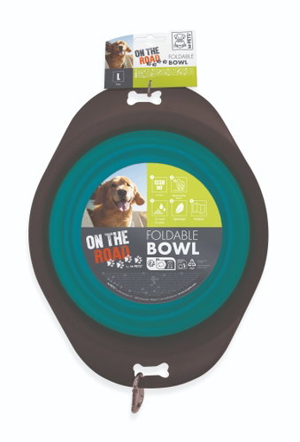 M-Pets ON THE ROAD foldable bowl 1230 ml turquoise - Travel Bowl for Dogs and Cats - Main image