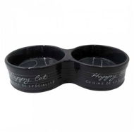 DUVO+ Happy Cat Ceramic Double Bowl for Cats Anthracite 26 × 13 × 5,5cm 300ml - Cat Bowl