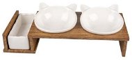 Duvo+ Set of bowls on wooden stand 41,5 × 18,5 × 11cm 250ml/350ml - Cat Bowl