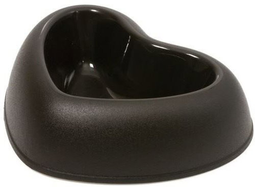 Argi Plastic bowl with anti-slip heart black 400 ml - Dog Bowl - Main image