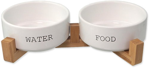 Dog Fantasy Set of bowls with stand white 400 ml - Dog Bowl - Main image