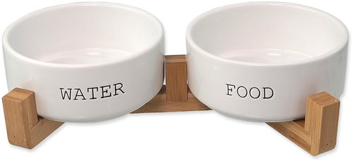 Dog Fantasy Set of bowls with stand white 850 ml - Dog Bowl - Main image