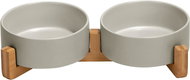 Senzanakupy Ceramic double bowl with bamboo base 2 × 400 ml - grey - Dog Bowl