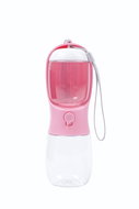M-Pets ON THE ROAD Travel water and food bottle 2in1 300 ml pink - Travel Bottle for Cats and Dogs