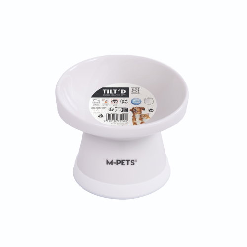 M-Pets TILT'D Raised ceramic bowl 150 ml white - Cat Bowl - Main image