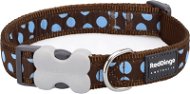 Red Dingo Dog Collar, Blue Spots on Brown 12mm × 20-32cm - Dog Collar