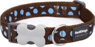 Dog Collar Red Dingo Blue Spots on Brown 15mm × 24-37cm - Obojek pro psy