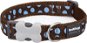 Red Dingo Blue Spots on Brown 15mm × 24-37cm - Dog Collar