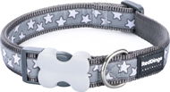 Red Dingo Stars White on Grey 15mm × 24-37cm - Dog Collar