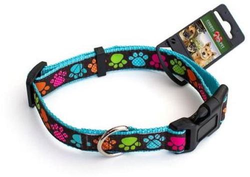 Cobbys Pet Nastavitelný textilní obojek s tlapkami modrý 40-55cm × 2,5cm - Obojek pro psy - Hlavní obrázek
