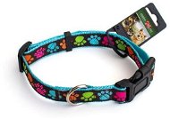 Cobbys Pet Adjustable Textile Collar with Paws Blue 40-55cm × 2.5cm - Dog Collar