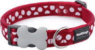 Red Dingo Dog Collar, White Spots on Red 20mm × 30-47cm - Dog Collar