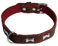 Cobbys Pet Collar made of Original Leather decorated with Cubes Brown 35cm × 2.5cm - Dog Collar