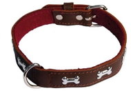 Cobbys Pet Collar made of Original Leather decorated with Cubes Brown 45cm × 2.5cm - Dog Collar