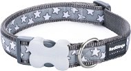 Red Dingo Dog Collar, Stars White on Grey 20mm × 30-47cm - Dog Collar
