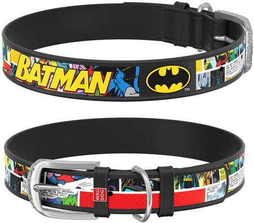Waudog Leather Collar DC Batman Comic 20-28cm/1.2cm - Dog Collar - Main image