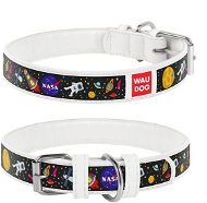 Obojok pre psa Waudog Obojok kožený NASA biely 37 – 48 cm/2,5 cm - Obojek pro psy