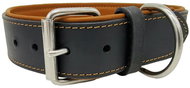 Anadi Luxury waxed leather collar Luna black-brown with stainless steel fittings, 4 cm × 42, 5 - 52, - Dog Collar