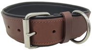 Anadi Luxury waxed leather collar Luna brown-black with stainless steel fittings, 3 cm × 43 - 53 cm - Dog Collar