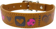 Anadi Leather collar Love for small to medium dogs, brown caramel, 2, 6 cm × 27 - 31 cm - Dog Collar