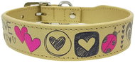 Anadi Leather collar Love for small to medium dogs, safari beige, 2, 8 cm × 35 - 41 cm - Dog Collar