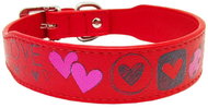 Anadi Leather collar Love for small to medium dogs, red, 2, 8 cm × 35 - 41 cm - Dog Collar
