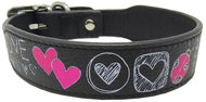 Anadi Leather collar Love for small to medium dogs, black, 2, 8 cm × 35 - 41 cm - Dog Collar