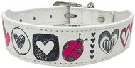 Anadi Leather collar Love for small to medium dogs, white, 2, 8 cm × 30 - 36 cm - Dog Collar