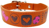 Anadi Leather collar Love for small to medium dogs, orange terracotta, 2, 6 cm × 27 - 31 cm - Dog Collar