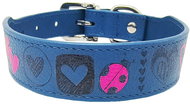 Anadi Leather collar Love for small to medium dogs, blue, 2, 8 cm × 35 - 41 cm - Dog Collar