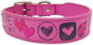 Anadi Leather collar Love for small to medium dogs, sweet pink, 2, 8 cm × 35 - 41 cm - Dog Collar