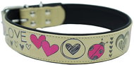 Anadi Leather collar with stainless steel fittings, 4 cm × 48, 5 × 58, 5 cm, beige - Dog Collar