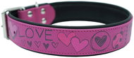 Anadi Leather collar with stainless steel fittings, 4 cm × 44 - 54 cm, pink - Dog Collar