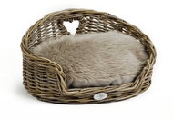 Pet Amour Kubu Rattan Basket with Furry Pillow 55 × 41 × 27cm - Pet Bed