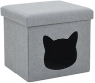 Shumee Folding Bed for Cats made of Artificial Flax Grey 37 × 33 × 33cm - Pet Bed