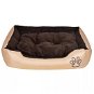 Shumee Comfortable Bed in Oxford with Padded Pillow Beige M - Bed