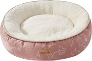 Qiushi plush round bed old pink with print M - Pet Bed