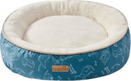 Qiushi plush round bed turquoise with print S - Pet Bed