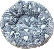 Annam round furry bed dark grey with hearts S 50 × 18 cm - Pet Bed
