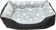 Annam hranatý chlupatý pelíšek šedý se srdíčky L 85 × 70 × 20 cm - Pet Bed