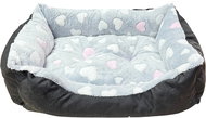 Annam square furry bed grey white pink heart M 75 × 60 × 20 cm - Pet Bed