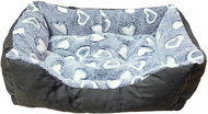 Annam square furry bed dark grey with hearts S 60 × 45 × 17 cm - Pet Bed